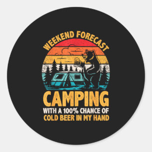 Adesivo Redondo Previsão de fim de semana de camping 100% de chanc