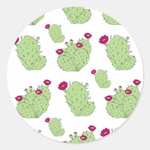 Adesivo Redondo Prickly Pear Pattern Texas State Plant Cactus Love