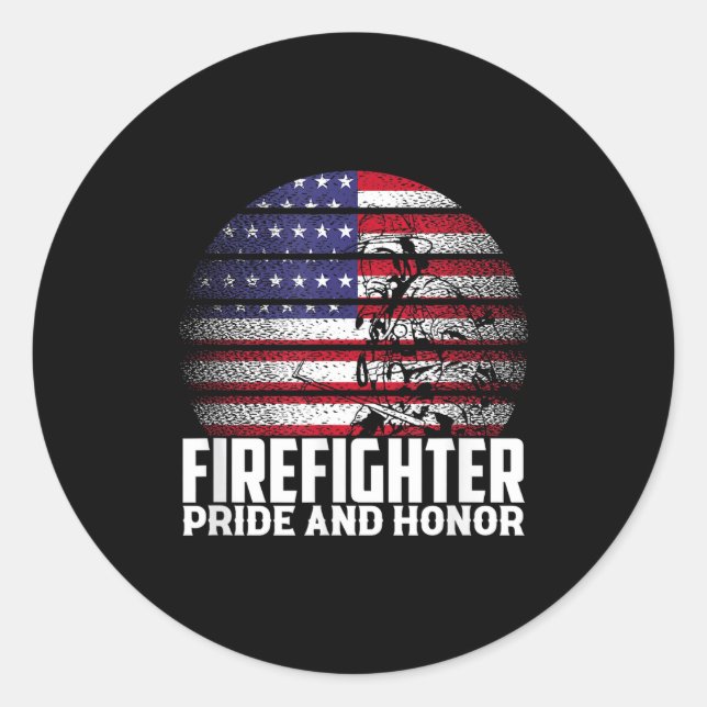 Adesivo Redondo Pride And Honor Fireman Gift Proud Firefighter Quo (Frente)