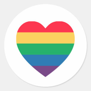 Adesivo Redondo Pride Rainbow Heart Sticker