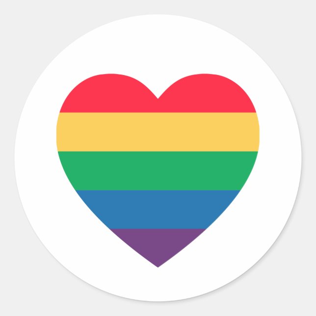 Adesivo Redondo Pride Rainbow Heart Sticker (Frente)