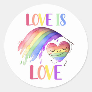 Adesivo Redondo Pride Rainbow Love Sticker