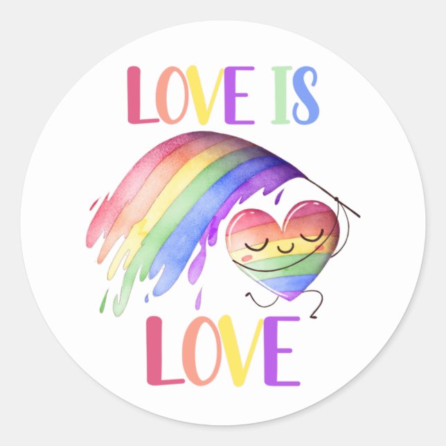 Adesivo Redondo Pride Rainbow Love Sticker (Frente)
