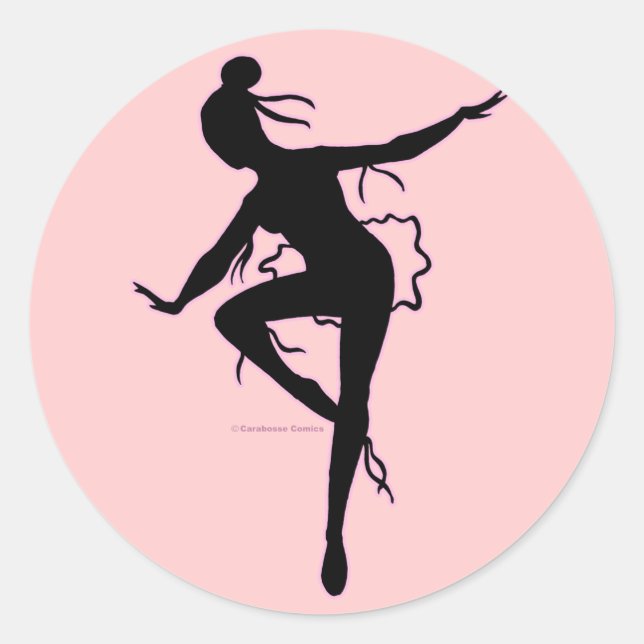 Adesivo Redondo Prima Ballerina Silhouter Sticker (Frente)