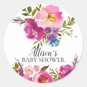 Adesivo Redondo Primavera Bloom Chá de fraldas Floral Envelope Se