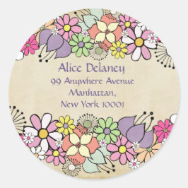 Adesivo Redondo Primavera Blossoms Return Address Hearts Stickers