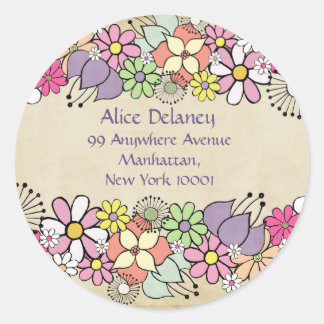 Adesivo Redondo Primavera Blossoms Return Address Hearts Stickers