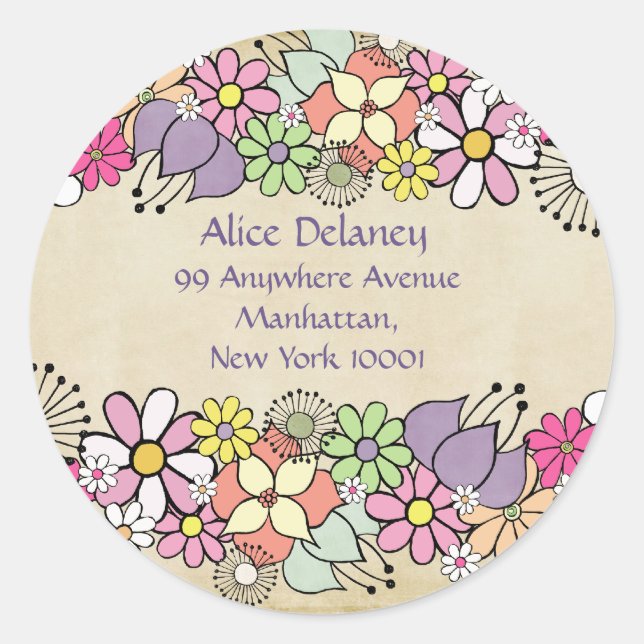 Adesivo Redondo Primavera Blossoms Return Address Hearts Stickers (Frente)