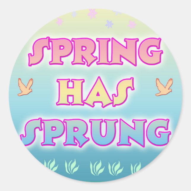 Adesivo Redondo Primavera Com Sprung Sticker (Frente)