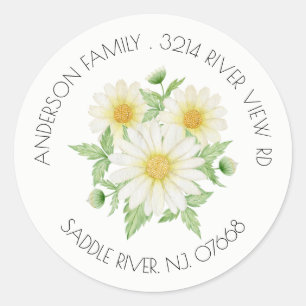 Adesivo Redondo Primavera Daisy Address Label Sticker