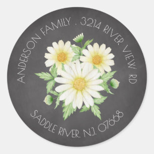Adesivo Redondo Primavera Daisy Address Label Sticker