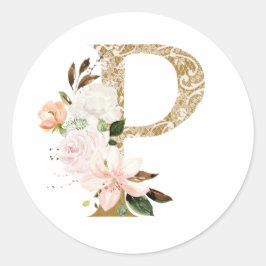 Adesivo Redondo Primavera de casamento MONOGRAM P