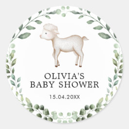 Adesivo Redondo Primavera de Ovelhas Chá de fraldas de de Lamb Gre
