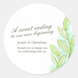 Adesivo Redondo Primavera deixa aquarela varetas de doces de casam