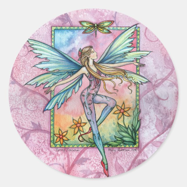 Adesivo Redondo Primavera Fairy Stickers by Molly Harrison (Frente)
