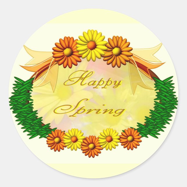 Adesivo Redondo Primavera feliz (Frente)