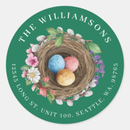 Adesivo Redondo Primavera Floral Aninho e Ovos Pintados