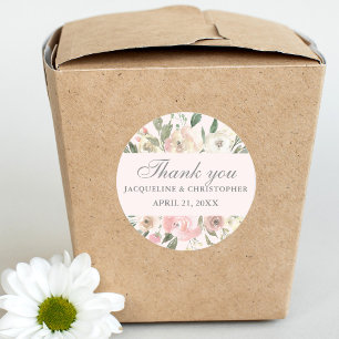 Adesivo Redondo Primavera Floral de Blush Peony Casamento