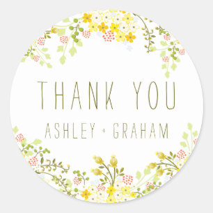 Adesivo Redondo Primavera Glory Floral Casamento Personalizado Obr