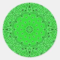 Primavera Green Paisley Western Bandana Scarf Impr