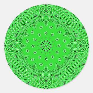 Adesivo Redondo Primavera Green Paisley Western Bandana Scarf Impr