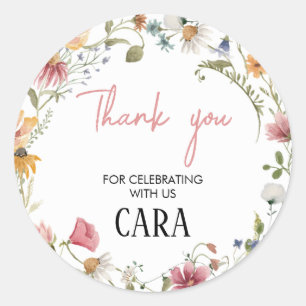 Adesivo Redondo Primavera Little Wilflower Festa de aniversário