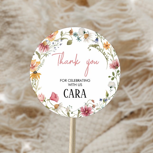 Adesivo Redondo Primavera Little Wilflower Festa de aniversário (Spring Little Wildflower Birthday Party Sticker)