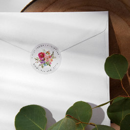 Adesivo Redondo Primavera Lush | Buquê Endereço de devolução botân