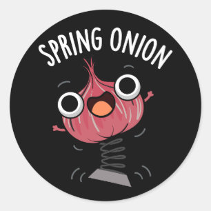 Adesivo Redondo Primavera Onion Funny Veggie Pun Dark BG
