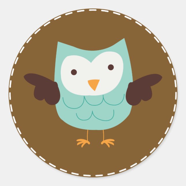 Adesivo Redondo Primavera Owl {aqua} (Frente)
