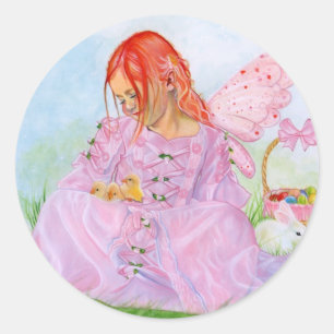 Adesivo Redondo Primavera Páscoa Fairy Bunny Sticker