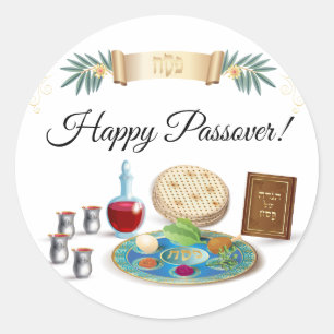 Adesivo Redondo Primavera Pesach Seder de Passagem Feliz