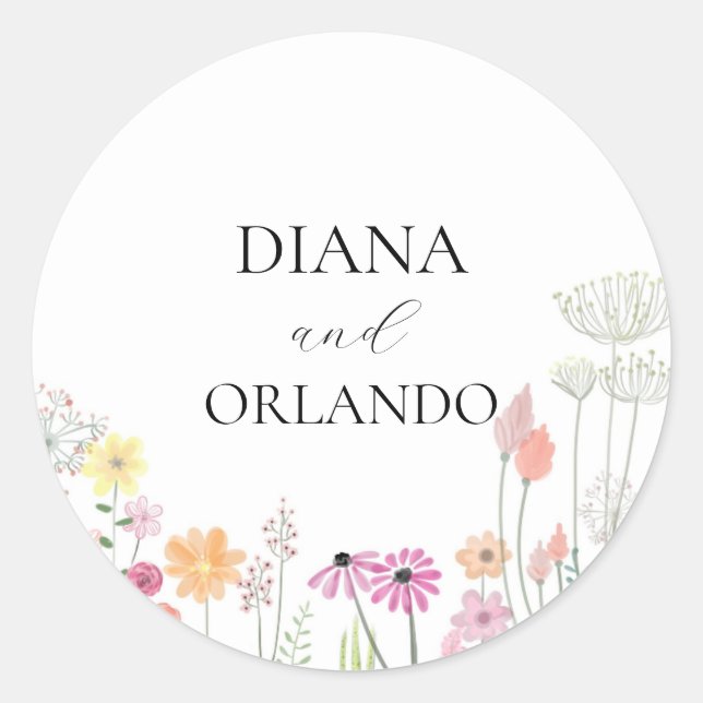 Adesivo Redondo Primavera selvagem Colorida (Frente)