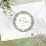 Adesivo Redondo Primavera suave deixa o Chá de panela prateado<br><div class="desc">Projetado para coordenar com nossa coleção de chás de panela de Folhas de Primavera Suaves. Com folhas delicadas de aquarela,  este adesivo botânico de chá de panela pode ser personalizado com suas informações especiais sobre o chá de panela. Projetado por Thisnotme©</div>