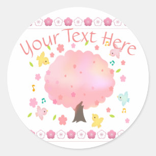 Adesivo Redondo Primavera Tree & Birds Personalizados