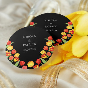 Adesivo Redondo Primavera Tulip Floral Tulip, Bright e Bold Rustic