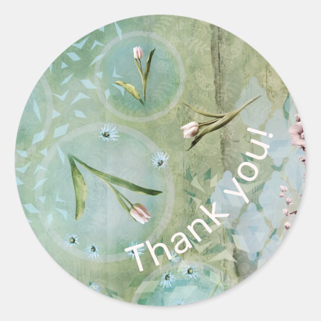 Adesivo Redondo Primavera vem com Tulips Classic Roun personalizad (Frente)