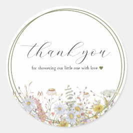 Adesivo Redondo Primavera Wildflower Baby in Bloom Favor Sticker