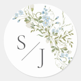 Adesivo Redondo Primavera Wildflower Blue Green Weding