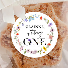 Adesivo Redondo Primavera Wildflower First Festa de aniversário