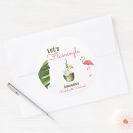 Adesivo Redondo Primaveras Palm Última Festa de solteira Flamingle
