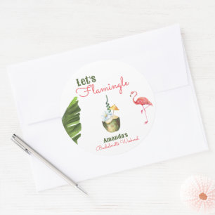 Adesivo Redondo Primaveras Palm Última Festa de solteira Flamingle