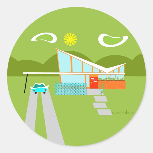 Adesivo Redondo Primaveras Retro Palm Autocolantes (Frente)