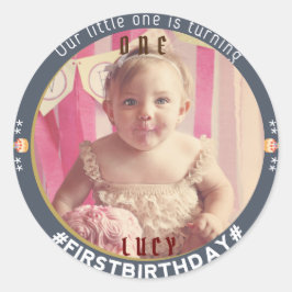 Adesivo Redondo Primeira Alegria de Aniversário: Clássico Redondo