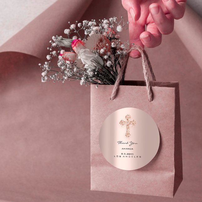 Adesivo Redondo Primeira Comunhão Rosa da Santa Cruz Cristã (Criador carregado)