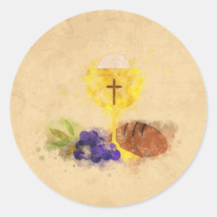Adesivo Redondo Primeira Comunhão Sagrada