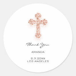 Adesivo Redondo Primeira Comunhão Sagrada Deriva da Cruz Rosa Cris