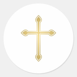 Adesivo Redondo Primeira Comunidade Dourada Cruz