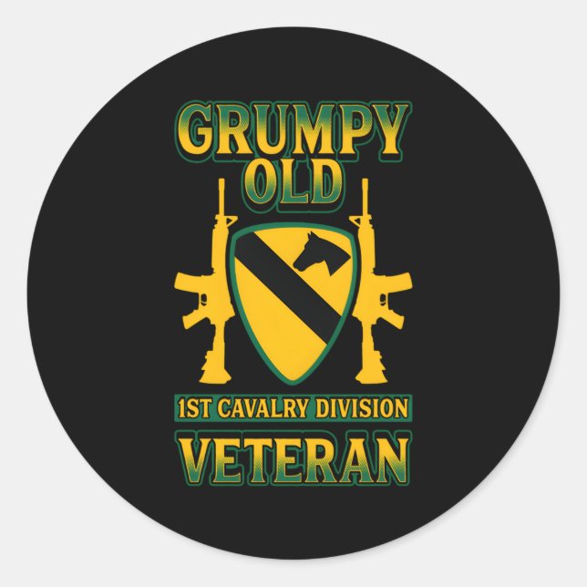 Adesivo Redondo Primeira Equipe Da Divisão De Cavalaria Do Exércit (Frente)