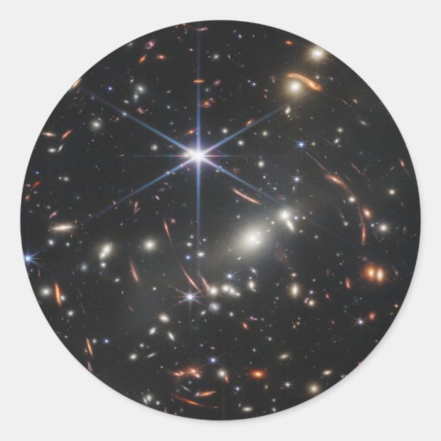 Adesivo Redondo Primeira imagem do Telescópio Espacial JWST James  (Frente)